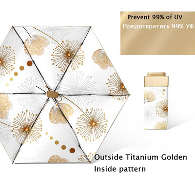 Džepni kišobran Mini kišobrani Ženski 6 sklopivi kompaktni suncobran Mali anti UV zaštita Paraguas Prijenosni za darove na putovanju