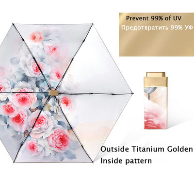 Džepni kišobran Mini kišobrani Ženski 6 sklopivi kompaktni suncobran Mali anti UV zaštita Paraguas Prijenosni za darove na putovanju