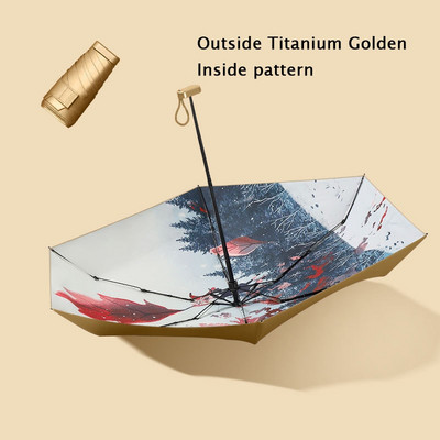 Džepni kišobran Mini kišobrani Ženski 6 sklopivi kompaktni suncobran Mali anti UV zaštita Paraguas Prijenosni za darove na putovanju