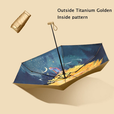 Džepni kišobran Mini kišobrani Ženski 6 sklopivi kompaktni suncobran Mali anti UV zaštita Paraguas Prijenosni za darove na putovanju
