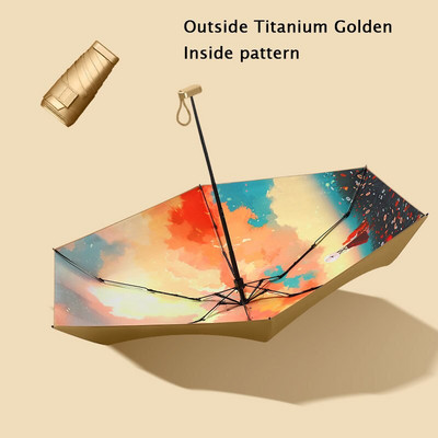 Džepni kišobran Mini kišobrani Ženski 6 sklopivi kompaktni suncobran Mali anti UV zaštita Paraguas Prijenosni za darove na putovanju