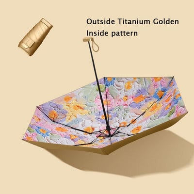 Džepni kišobran Mini kišobrani Ženski 6 sklopivi kompaktni suncobran Mali anti UV zaštita Paraguas Prijenosni za darove na putovanju