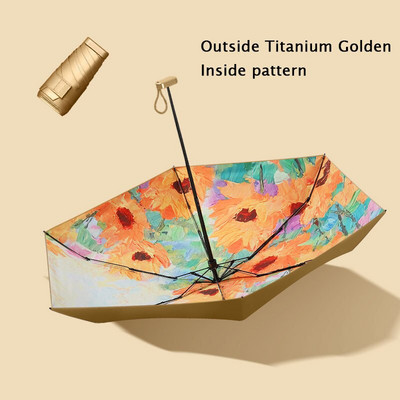 Džepni kišobran Mini kišobrani Ženski 6 sklopivi kompaktni suncobran Mali anti UV zaštita Paraguas Prijenosni za darove na putovanju