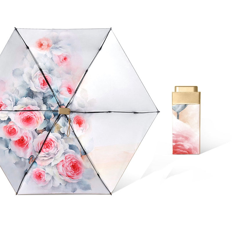 Džepni kišobran Mini kišobrani Ženski 6 sklopivi kompaktni suncobran Mali anti UV zaštita Paraguas Prijenosni za darove na putovanju