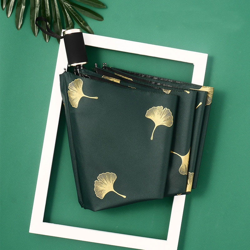 Umbrele automate YADA Fashion Ginkgo Biloba Umbrele pliabile cu frunze ploioase rezistente la vant pentru femei umbrela de soare UV Leaf Paraguas YD213
