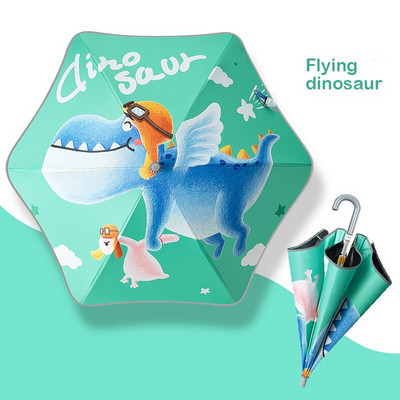 2021 Doprava zadarmo Detský dáždnik s bezpečnostným filetom, kreslený zvierací opaľovací krém, dlhý dáždnik pre chlapcov a dievčatá, darčekový detský dáždnik