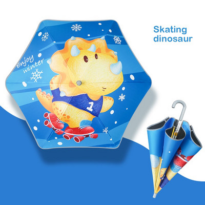 2021 Doprava zadarmo Detský dáždnik s bezpečnostným filetom, kreslený zvierací opaľovací krém, dlhý dáždnik pre chlapcov a dievčatá, darčekový detský dáždnik