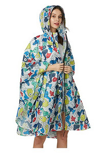 Dámsky štýlový nepremokavý pršiplášť s farebnou potlačou, kapucňou a zipsom