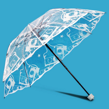 Цветен прозрачен сгъваем дъждовен чадър за жени Преносим молив Мини слънчев ветроустойчив чадър Бял дантелен сватбен чадър