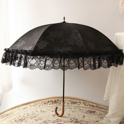 Biely čipkovaný dáždnik pre ženy, kvetinový dáždnik s dlhou rukoväťou, svadobný retro slnečník pre dievčatá, dekorácia, darček Guarda Chuva SY329