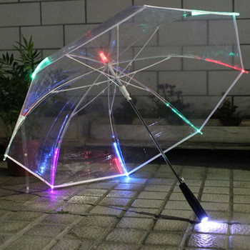 Φωτιστικό LED Διαφανές Unbrella για Περιβαλλοντικό Δώρο Γυαλιστερό Λαμπερές Ομπρέλες Ομπρέλες Δραστηριότητας για πάρτι Ομπρέλες με μακριά λαβή