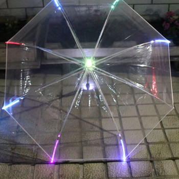 Φωτιστικό LED Διαφανές Unbrella για Περιβαλλοντικό Δώρο Γυαλιστερό Λαμπερές Ομπρέλες Ομπρέλες Δραστηριότητας για πάρτι Ομπρέλες με μακριά λαβή