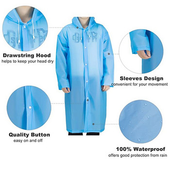 Моден EVA унисекс дъждобран Многократно удебелен водоустойчив висококачествен женски мъжки къмпинг прозрачен пончо костюм за дъждобран за възрастни