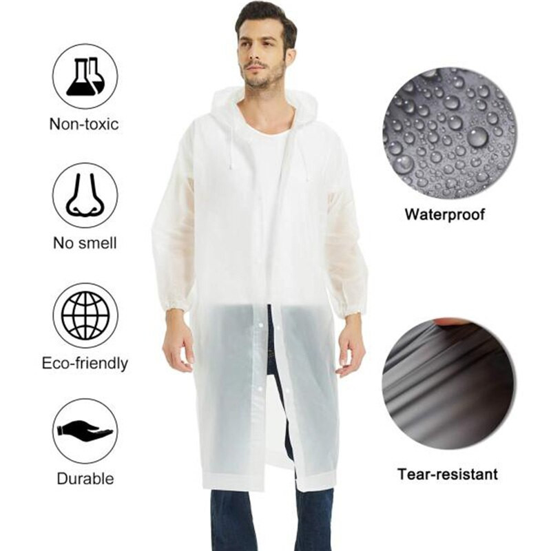 Madingas EVA Unisex lietpaltis daugkartinio naudojimo pastorintas vandeniui atsparus aukštos kokybės moterų vyrų stovyklavimo skaidrus pončo kostiumas suaugusiems