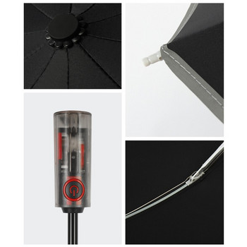 Напълно автоматичен чадър 10 ребра Светлоотразителен чадър за пътуване Обратно сгъваем сенник и чадър за дъжд за пътуване с кола Бизнес подарък