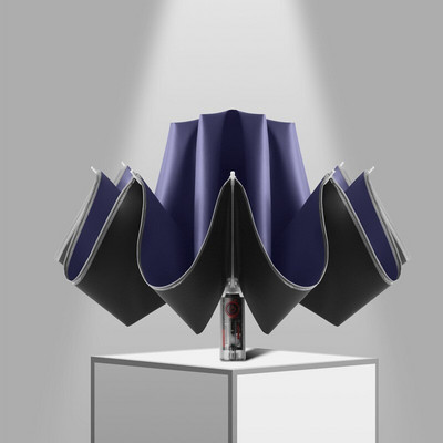 Plne automatický dáždnik s 10 rebrami, reflexný cestovný dáždnik, spätne skladací slnečník a dáždnik proti dažďu na cesty do auta, firemný darček