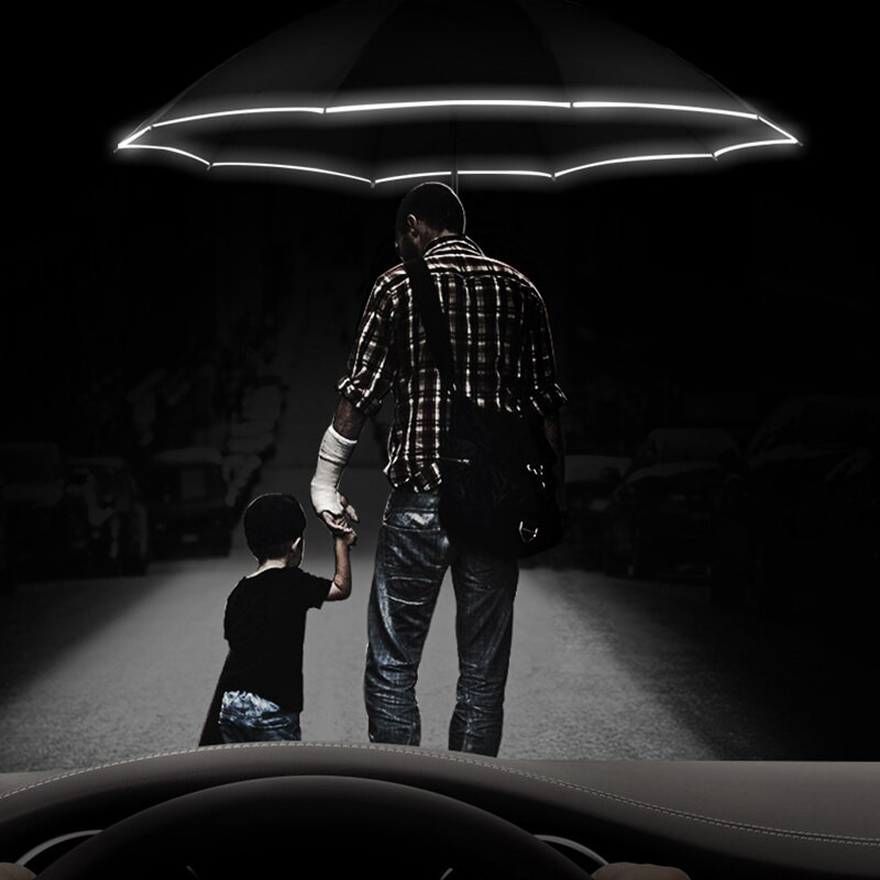 Plne automatický dáždnik s 10 rebrami, reflexný cestovný dáždnik, spätne skladací slnečník a dáždnik proti dažďu na cesty do auta, firemný darček