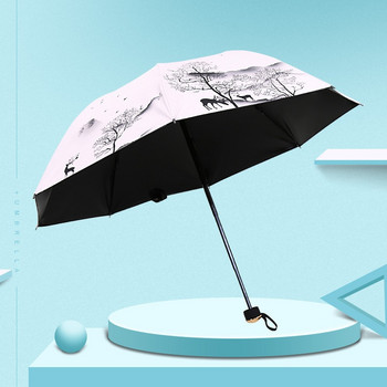 Чадър за рисуване с мастило ANTI-UV сгъваем чадър за дъжд Дамски чадър в китайски стил Ветроустойчиви модни чадъри Подарък за жени