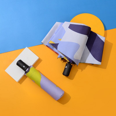 Automatikus összecsukható esernyő Sky Art stílus lányoknak Női 3 összecsukható esernyők Kreatív szélálló nap eső napernyő ajándékok