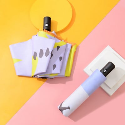 Automatikus összecsukható esernyő Sky Art stílus lányoknak Női 3 összecsukható esernyők Kreatív szélálló nap eső napernyő ajándékok