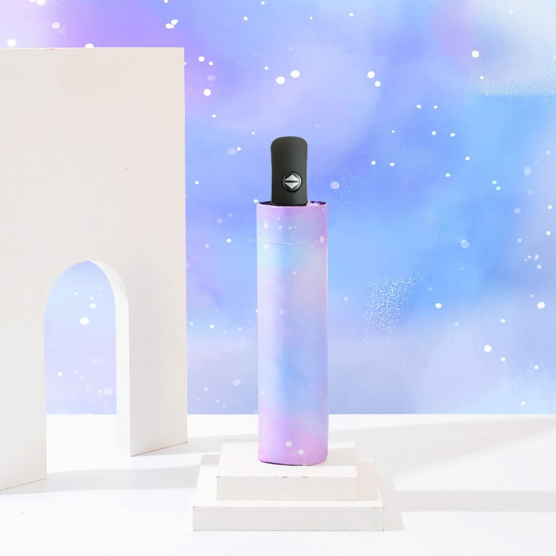 Automatikus összecsukható esernyő Sky Art stílus lányoknak Női 3 összecsukható esernyők Kreatív szélálló nap eső napernyő ajándékok