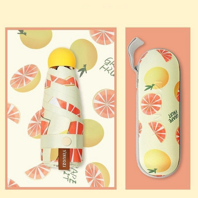 Pocket napernyő esernyő Gyümölcs kapszula mini esernyő nők védelmére Nap UV napernyő összecsukható 5-szeres szuper kis dobozos hordozható