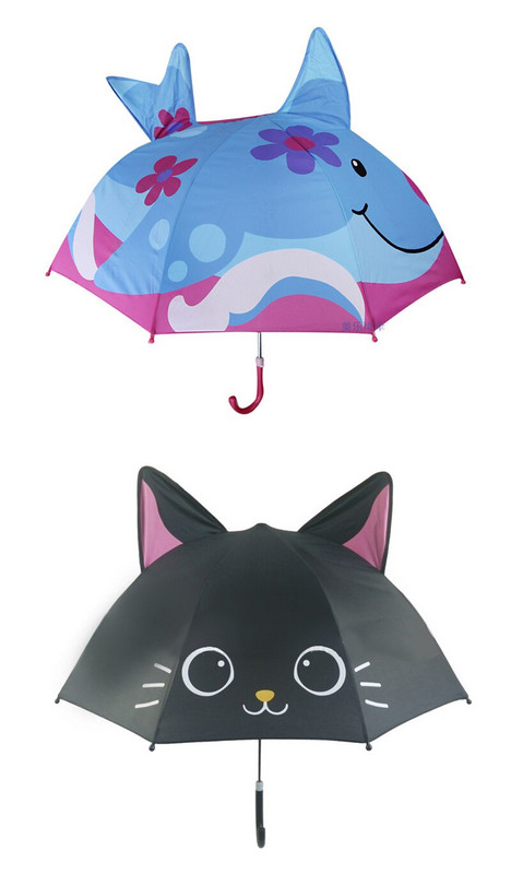 Mini roztomilý kreslený detský dáždnik, animovaný, kreatívny, s dlhou rukoväťou, 3D modelovanie uší, detský dáždnik pre chlapcov a dievčatá