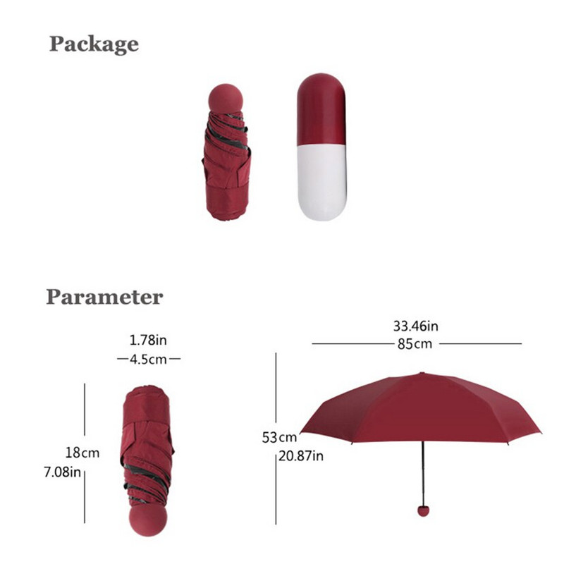 Umbrelă mini capsulă creativă în 4 culori Umbrele cu protecție anti-UV Umbrele pliabile rezistente la vânt Umbrelă de buzunar pentru ploaie LG2927