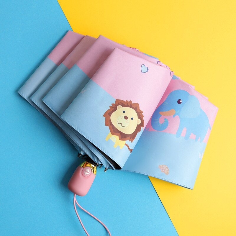 Krásny kreslený detský dáždnik, prenosný skladací slnečník, detský kreatívny dizajn, rukoväť, darček pre študentov, chlapcov a dievčatá, dospelých