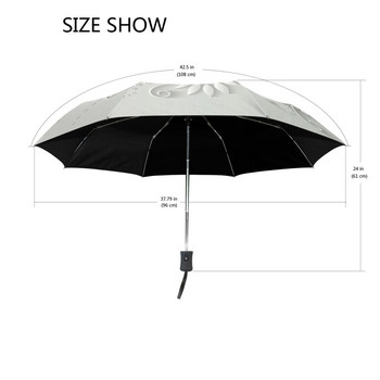 Ново пристигане 3D флорален принт Дамски автоматичен чадър Три сгъваеми чадър за защита от дъжд и слънце Външен анти-UV Guarda Chuva