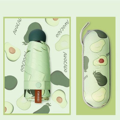 Roztomilý mini päťnásobný dáždnik, ovocná kapsula, slnečník, dámsky slnečník, ochrana pred slnkom, UV ochrana, skladací slnečník