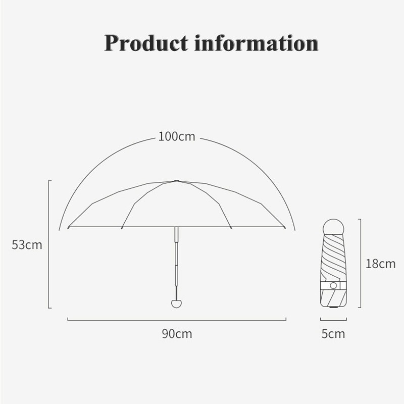 Roztomilý mini päťnásobný dáždnik, ovocná kapsula, slnečník, dámsky slnečník, ochrana pred slnkom, UV ochrana, skladací slnečník