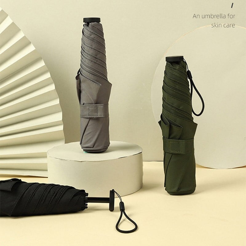 Malý dáždnik, super ľahký dámsky dáždnik, trojnásobne skladací mini slnečník s UV ochranou, prenosný na cesty, 110 g