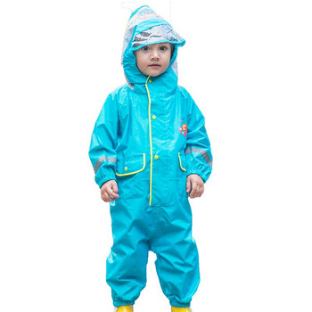 Παιδιά 2-9 ετών Μοντέρνα αδιάβροχη ολόσωμη φόρμα αδιάβροχο με κουκούλα κινούμενα σχέδια Dinosaur Kids One-Pece Rain Coat Baby Tour Rain Gear