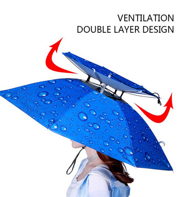 Външна двуслойна шапка-чадър Многофункционален чадър за пътуване Големи чадъри Регулируема шапка-чадър за риболов