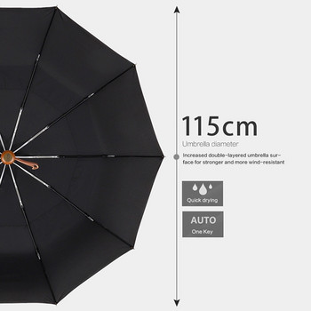 Xiaomi Big Umbrella Men Business Style 115cm Automatic Umbrella Rain Double Layer 10K Ветроустойчиви големи голф чадъри Дървени