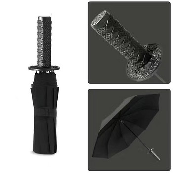 Творчески сгъваем автоматичен чадър Японски самурайски меч чадър ветроустойчив слънцезащитен дъжд прав чадър автоматично отваряне