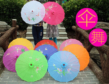 1бр китайски художествен чадър бамбукова рамка копринен чадър за сватба рожден ден булка шаферка ръчно рисуван дизайн на цветя