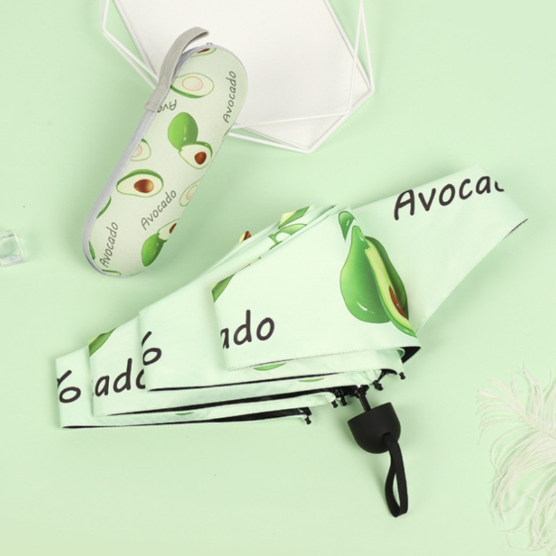 Mini slnečník s ovocným vzorom, vetruodolný, proti UV žiareniu, 5 skladacích, prenosných, cestovných, dažďových, dámskych, detských, vreckových