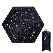 Dámsky skladací dáždnik Star Sky, malý, päťskladací, čierny, mini vreckový slnečník, vetruodolný, prenosný, slnečník do dažďa