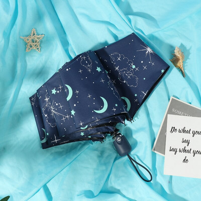 Dámsky skladací dáždnik Star Sky, malý, päťskladací, čierny, mini vreckový slnečník, vetruodolný, prenosný, slnečník do dažďa