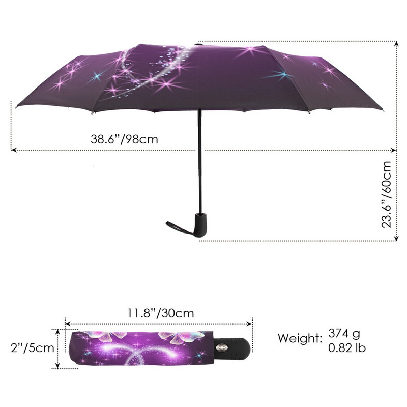 Dáždnik Galaxy Insect Butterfly Umbrella Rain Women Trojitý skladací plne automatický dáždnik na ochranu pred slnkom Vonkajší cestovný nástroj Parapluie