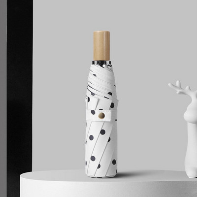 Značka YADA Vysokokvalitné skladacie dáždniky s čiernymi bodkami, prívesky na dáždniky, UV žiarenie, okrúhly dáždnik pre ženy, vetruodolné dáždniky YS200056