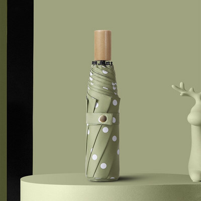 Značka YADA Vysokokvalitné skladacie dáždniky s čiernymi bodkami, prívesky na dáždniky, UV žiarenie, okrúhly dáždnik pre ženy, vetruodolné dáždniky YS200056