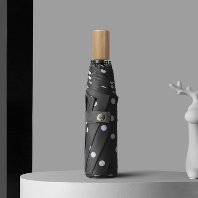 Značka YADA Vysokokvalitné skladacie dáždniky s čiernymi bodkami, prívesky na dáždniky, UV žiarenie, okrúhly dáždnik pre ženy, vetruodolné dáždniky YS200056