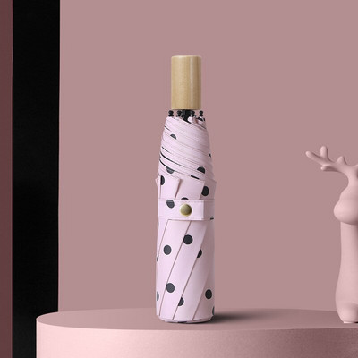 Značka YADA Vysokokvalitné skladacie dáždniky s čiernymi bodkami, prívesky na dáždniky, UV žiarenie, okrúhly dáždnik pre ženy, vetruodolné dáždniky YS200056