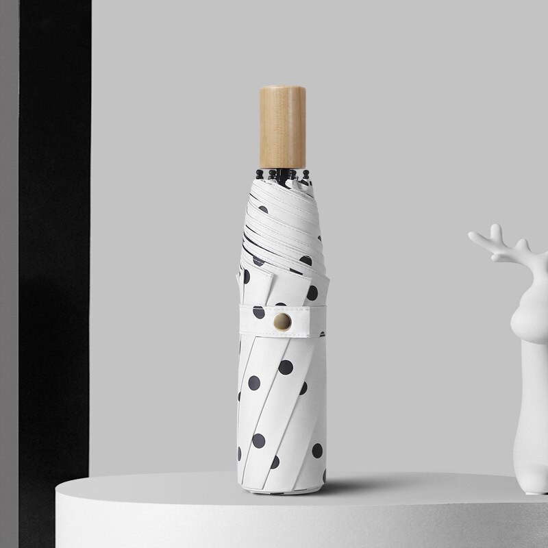 Značka YADA Vysokokvalitné skladacie dáždniky s čiernymi bodkami, prívesky na dáždniky, UV žiarenie, okrúhly dáždnik pre ženy, vetruodolné dáždniky YS200056