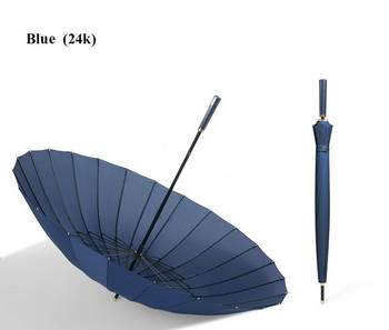 Мъжки подсилен чадър Автоматичен 24 Bone дълга дръжка Прав бизнес мъжки ретро чадър за подарък