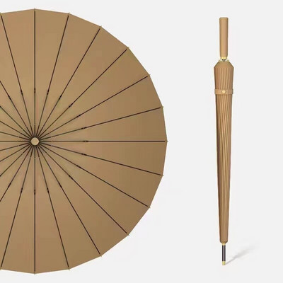 Pánsky vystužený dáždnik, automatický, 24 kostí, dlhá rovná rukoväť, obchodný, vintage darčekový dáždnik