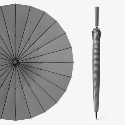 Pánsky vystužený dáždnik, automatický, 24 kostí, dlhá rovná rukoväť, obchodný, vintage darčekový dáždnik